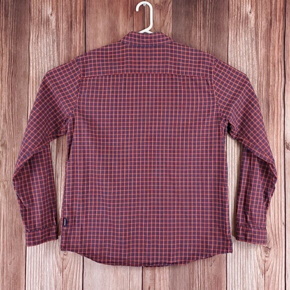 Patagonia Mens Large Vjosa River Red Blue Plaid Long Sleeve Button Down Shirt - Picture 5 of 15